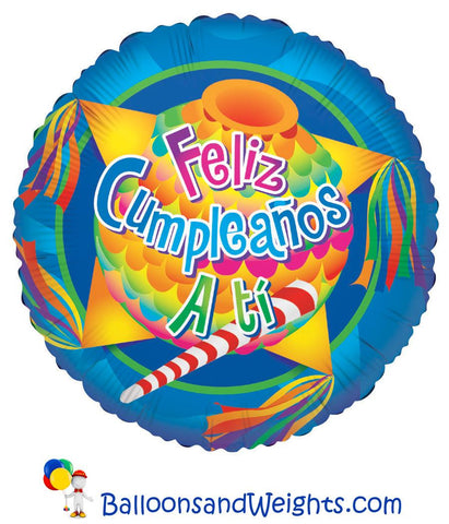 18 Inch Feliz Cumpleanos A Ti Pinata Foil Balloon | 100 pc