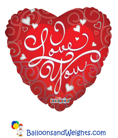 18 Inch Love Silver Swirls Foil Balloon