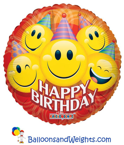 18 Inch Party Smilies Birthday Foil Balloons | 100 pc