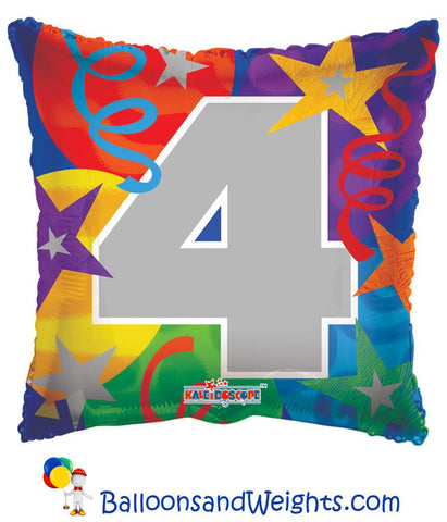 18 Inch Party Number 4 Foil Balloon | 100 pc