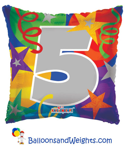 18 Inch Party Number 5 Foil Balloon | 100 pc