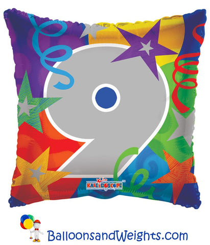 18 Inch Party Number 9 Foil Balloon | 100 pc