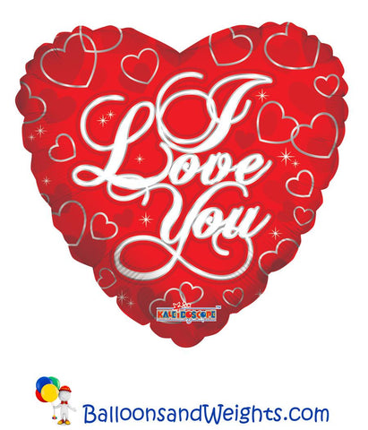 18 Inch I Love You Silver Hearts Foil Balloon