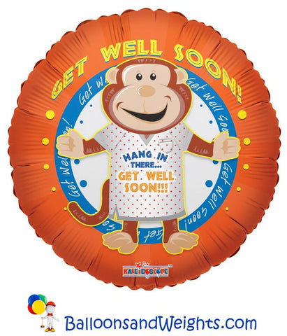 18 Inch Get Well Monkey Foil Balloon