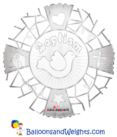 18 Inch Baptism on White Foil Balloon