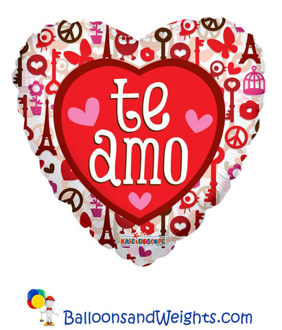 18 Inch Te Amo Trendy Elements Clearview Foil Balloon