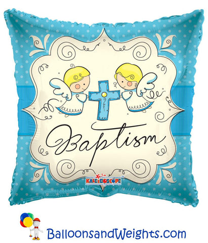 18 Inch Cute Angels Baptism Boy Foil Balloon