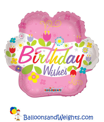 18 Inch Birthday Wishes Flower Foil Balloon | 100 pc