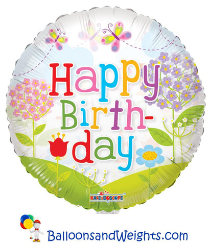 18 Inch Birthday Landscape Clear View Foil Balloon | 100 pc