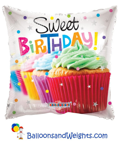 18 Inch Birthday Cupcakes Balloon | 100 pc