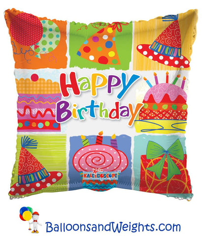 18 Inch Birthday Festive Elements Foil Balloon | 100 pc