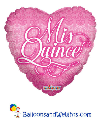 18 Inch Mis Quince Pink Heart Foil Balloon