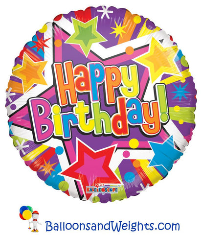 18 Inch Colorful Stars Birthday Gellibean Foil Balloon | 100 pc