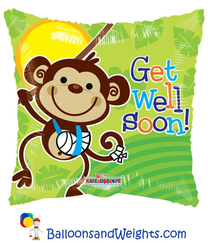 18 Inch Get Well Monkey Gellibean Foil Balloon