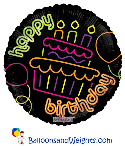 18 Inch Birthday Cupcake Neon Gellibean Foil Balloon | 100 pc