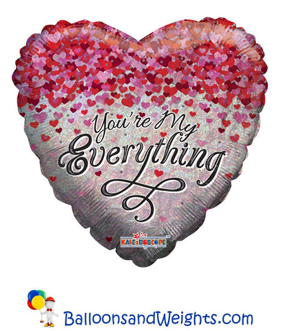 18 Inch Holographic Confetti Hearts Foil Balloon