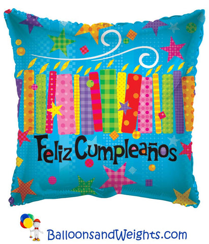 18 Inch Feliz Cumpleanos Candles & Textures Foil Balloon | 100 pc