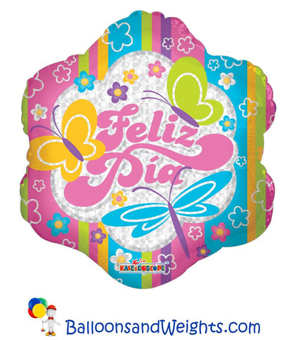 18 Inch Feliz Dia Butterflies Foil Balloon | 100 pc