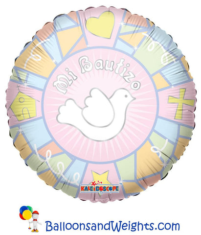 18 Inch Mi Bautizo Vitral Rosa Foil Balloon