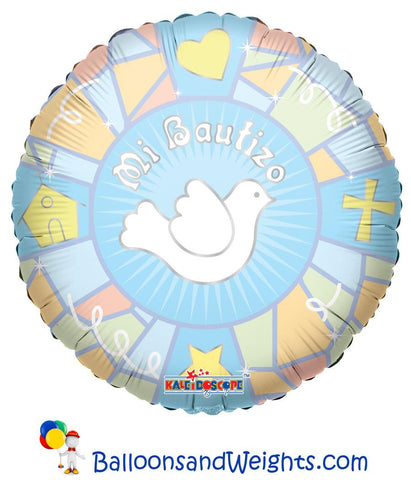 18 Inch Mi Bautizo Vitral Azul Foil Balloon