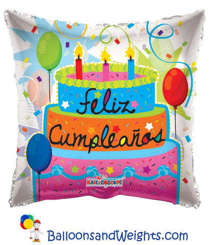 18 Inch Feliz Cumpleanos Pastel Clear View Foil Balloon | 100 pc
