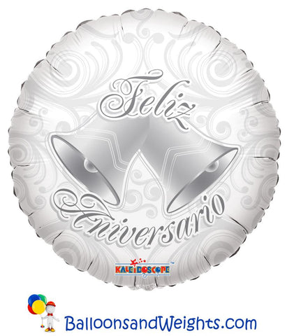 18 Inch Anniversario Campanas Plateado Foil Balloon