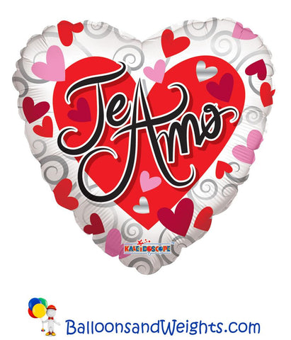 18 Inch Te Amo Corazon Blanco Foil Balloon