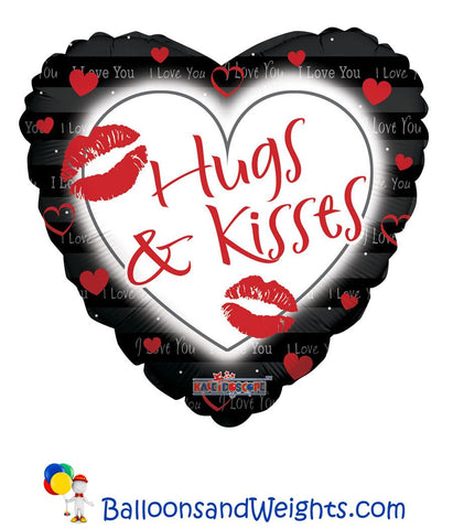 18 Inch Hugs and Kisses Black Foil Balloon