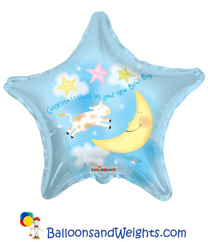 18 Inch Congratulations On Your New Baby Boy Foil Balloon | 100 pc