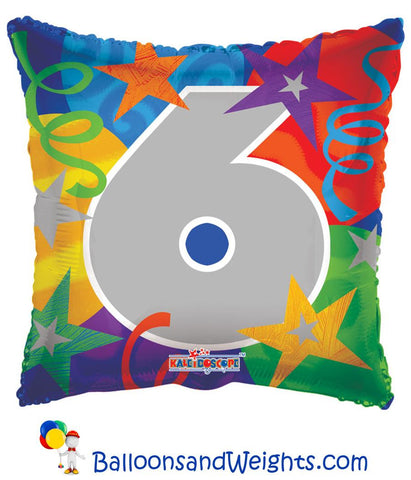 18 Inch Party Number 6 Foil Balloon | 100 pc