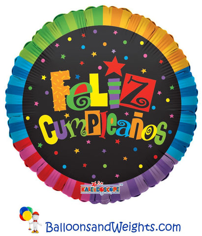 18 Inch Feliz Cumpleanos Jazzy Colors Foil Balloon | 100 pc