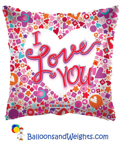 18 Inch I Love You Mosaic Clearview Foil Balloon
