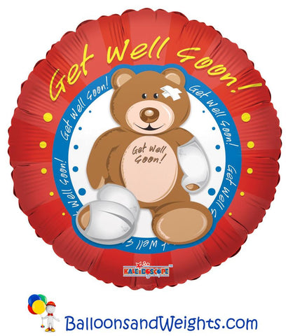 18 Inch Get Well Bear Foil Balloon 100 pc Wholesale Foil Balloons