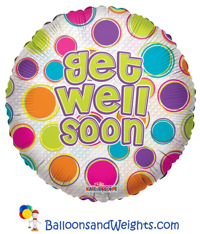 18 Inch Get Well Dots Clearview Foil Balloon
