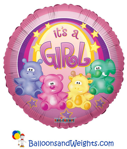 18 Inch Zoo Baby Girl Foil Balloon