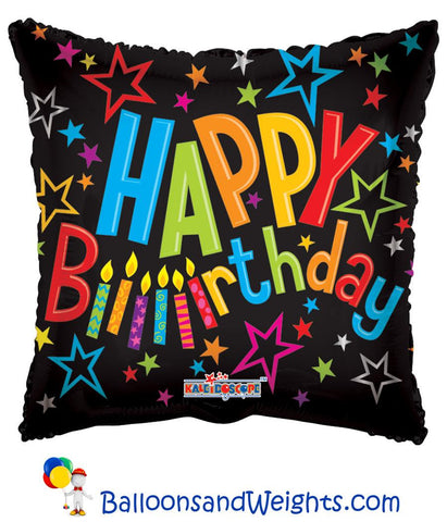 18 Inch Happy Birthday on Black Foil Balloon | 100 pc