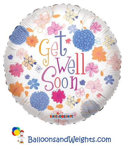18 Inch Get Well Pastel Flowers Foil Balloon