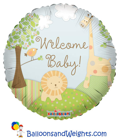 18 Inch Welcome Baby Jungle Foil Balloon | 100 pc