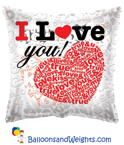 18 Inch I Love You Hearts with Letters Clearview Foil Balloon
