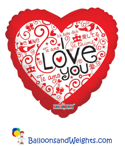 18 Inch I Love You Languages Foil Balloon