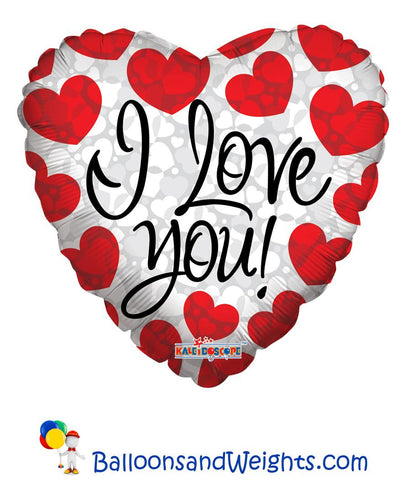 18 Inch I Love You Prismatic Hearts Foil Balloon