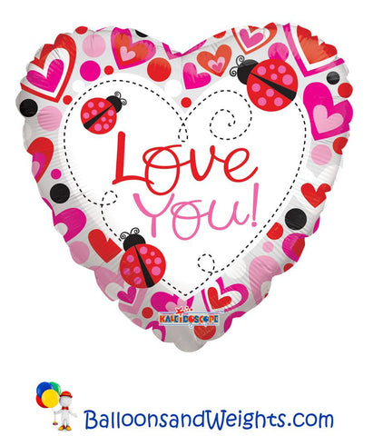 18 Inch Love You Lady Bugs Foil Balloon