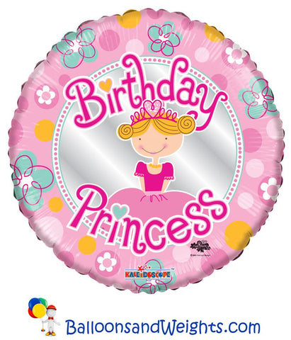 18 Inch Birthday Princess Foil Balloon | 100 pc