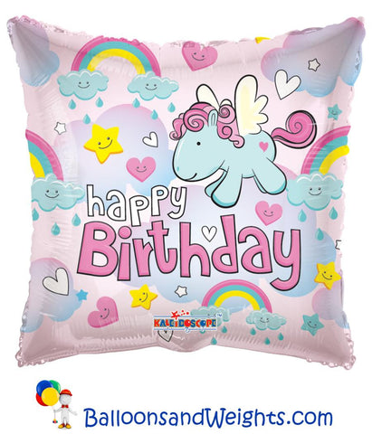 18 Inch Birthday Pony Foil Balloon | 100 pc