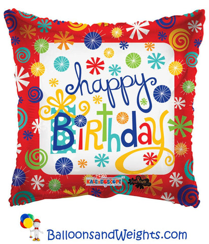 18 Inch Birthday Swirls Foil Balloon | 100 pc