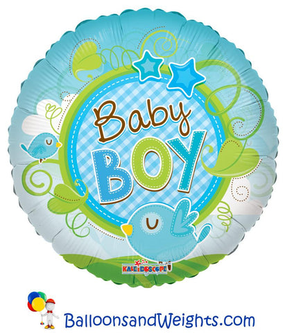 18 Inch Baby Boy Bird Clear View Foil Balloon