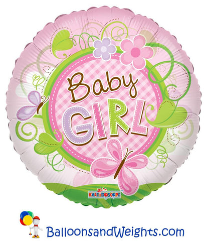 18 Inch Baby Girl Butterfly Clear View Foil Balloon