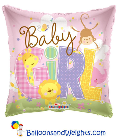 18 Inch Baby Girl Animals Foil Balloon