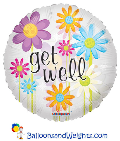 18 Inch Get Well Daisies Clear View Foil Balloon