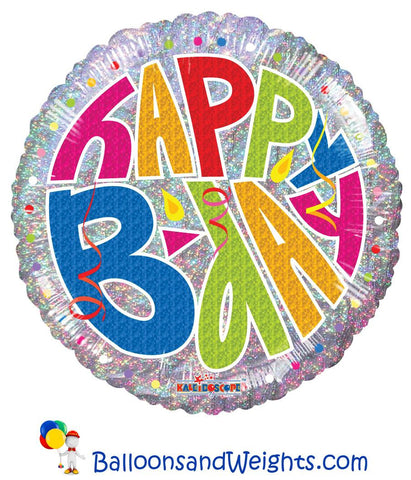 18 Inch B-Day Holographic Foil Balloon | 100 pc